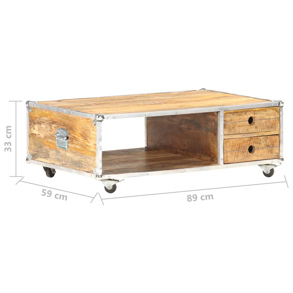 Couchtisch 89X59X33 Cm Massives Raues Mangoholz - Fuer Daheim