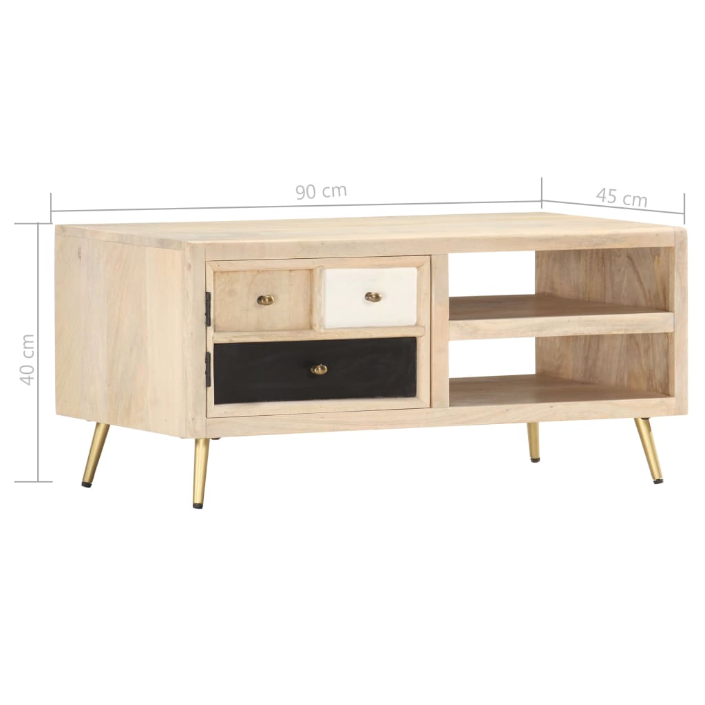 Couchtisch 90×45×40 Cm Massivholz Mango - Fuer Daheim