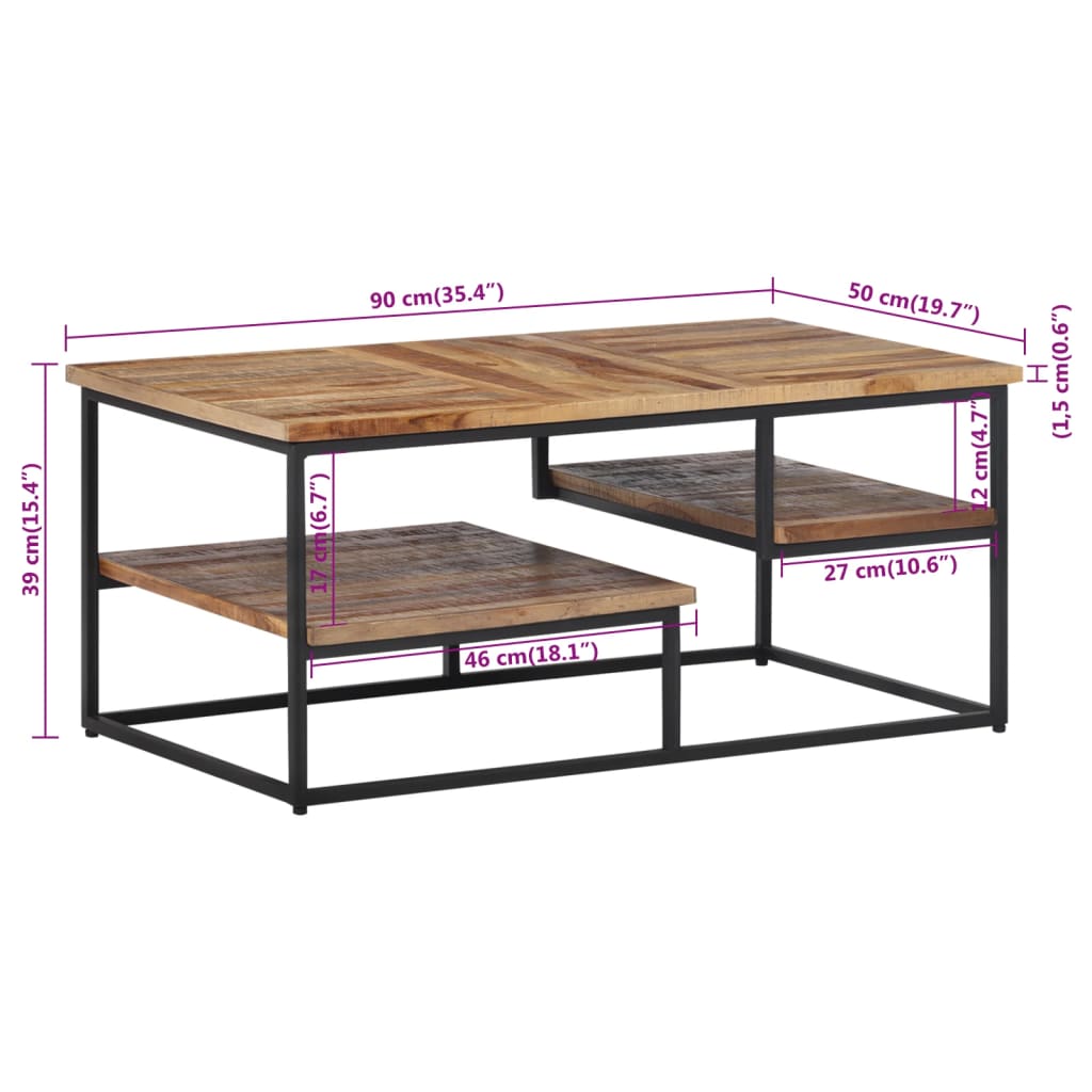 Couchtisch 90X50X39 Cm Recyceltes Massivholz Teak - Fuer Daheim