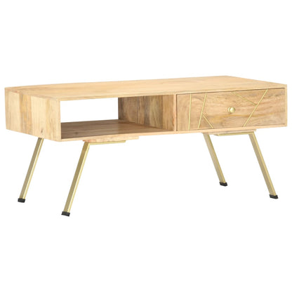 Couchtisch 95X50X42 Cm Massivholz Mango Messing massives Mangoholz - Fuer Daheim