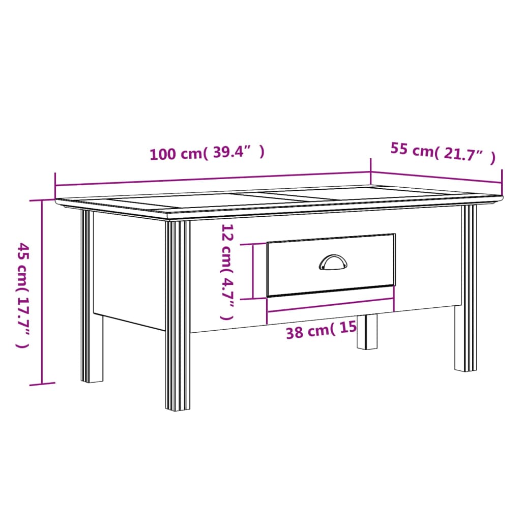 Couchtisch Bodo Weiß 100X55X45 Cm Massivholz Kiefer - Fuer Daheim