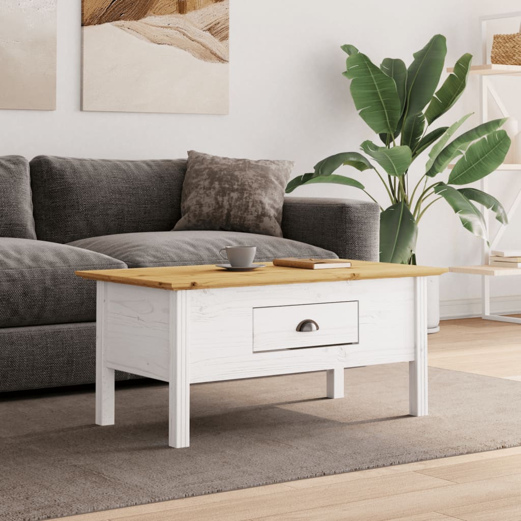 Couchtisch Bodo Weiß Und Braun 100X55X45 Cm Massivholz Kiefer - Fuer Daheim