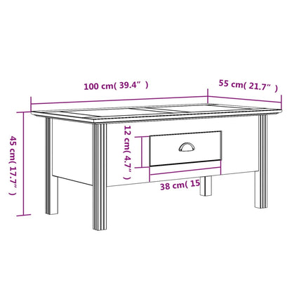 Couchtisch Bodo Weiß Und Braun 100X55X45 Cm Massivholz Kiefer - Fuer Daheim