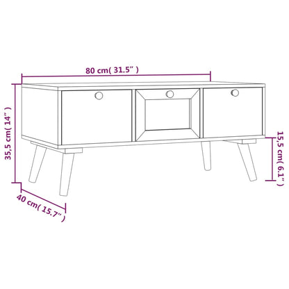 Couchtisch Mit Schubladen 80X40X35,5 Cm Holzwerkstoff Weiß - Fuer Daheim