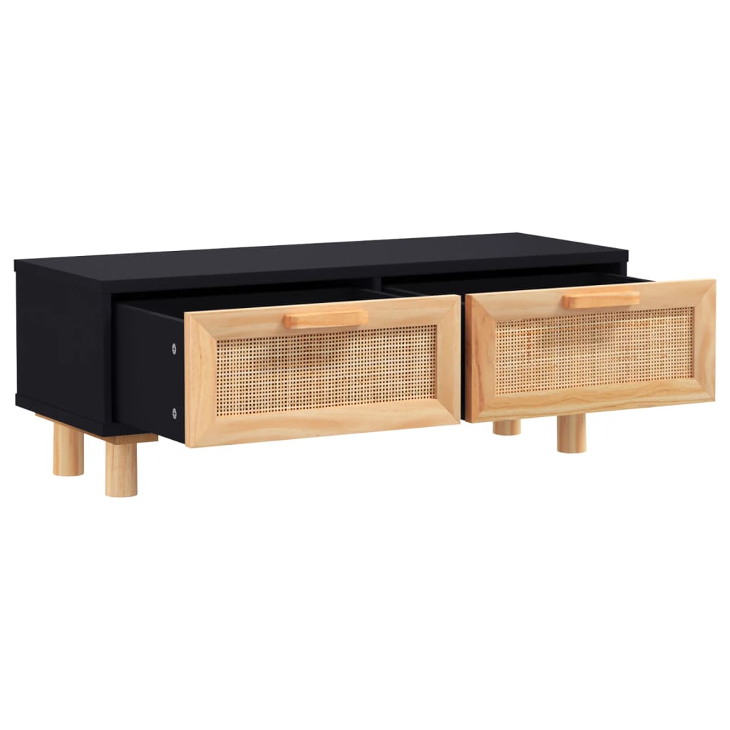 Couchtisch Schwarz 80X40X30 Cm Holzwerkstoff Massivholz Kiefer - Fuer Daheim