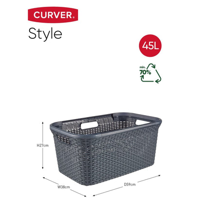 Curver Wäschekorb Style 45 L Anthrazit 1 - Fuer Daheim