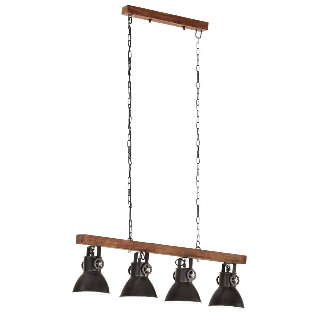 Deckenlampe Industriestil Schwarz E27 Mangoholz - Fuer Daheim