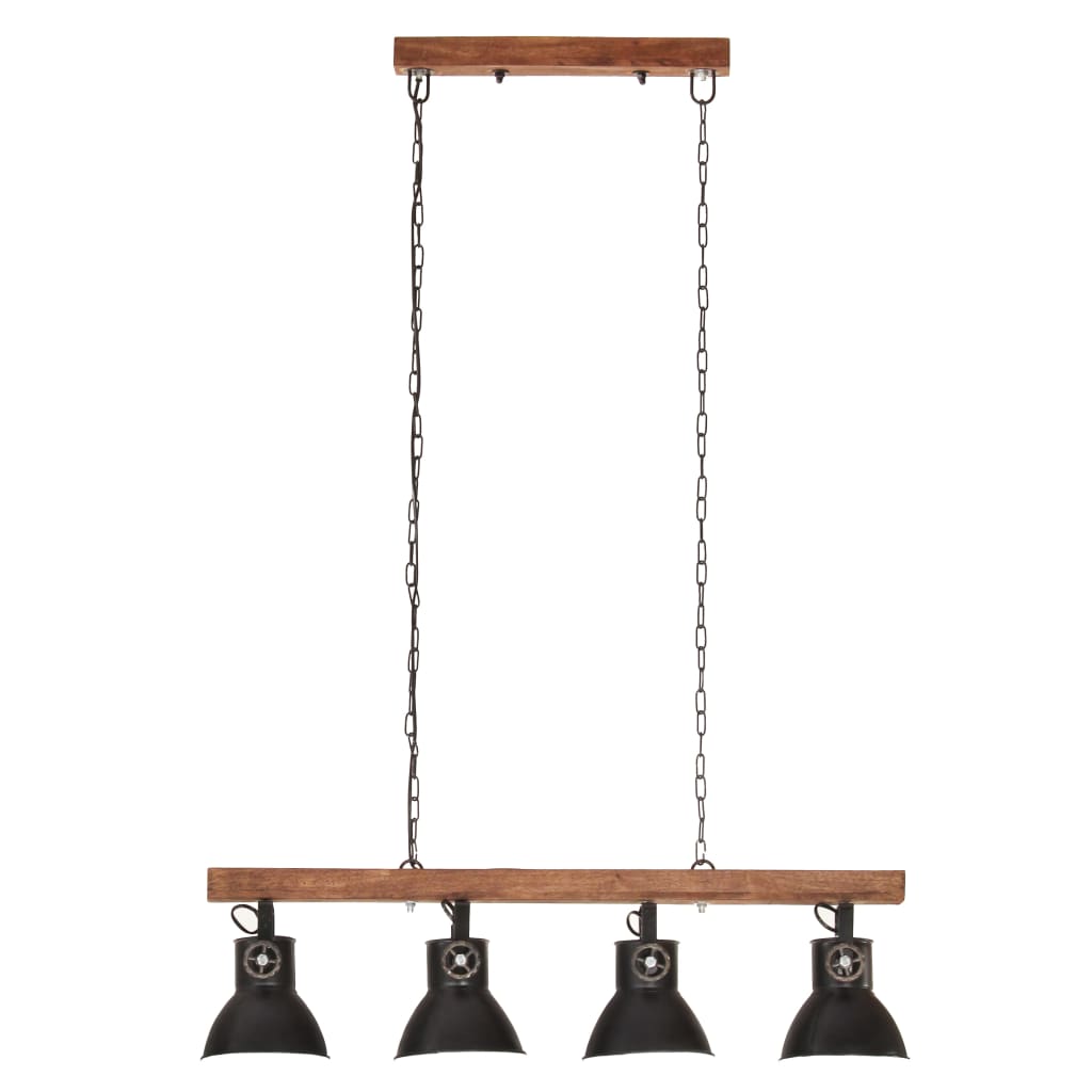 Deckenlampe Industriestil Schwarz E27 Mangoholz - Fuer Daheim