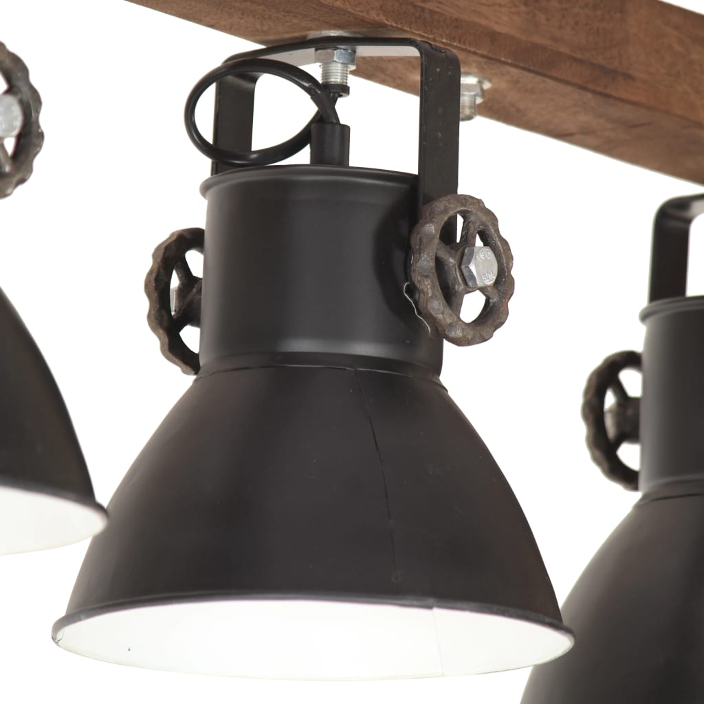 Deckenlampe Industriestil Schwarz E27 Mangoholz - Fuer Daheim