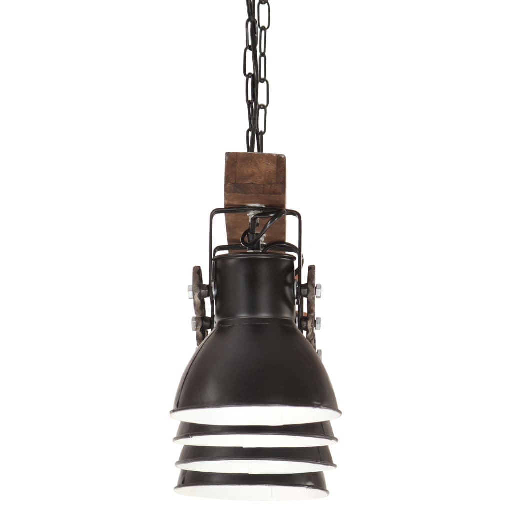 Deckenlampe Industriestil Schwarz E27 Mangoholz - Fuer Daheim