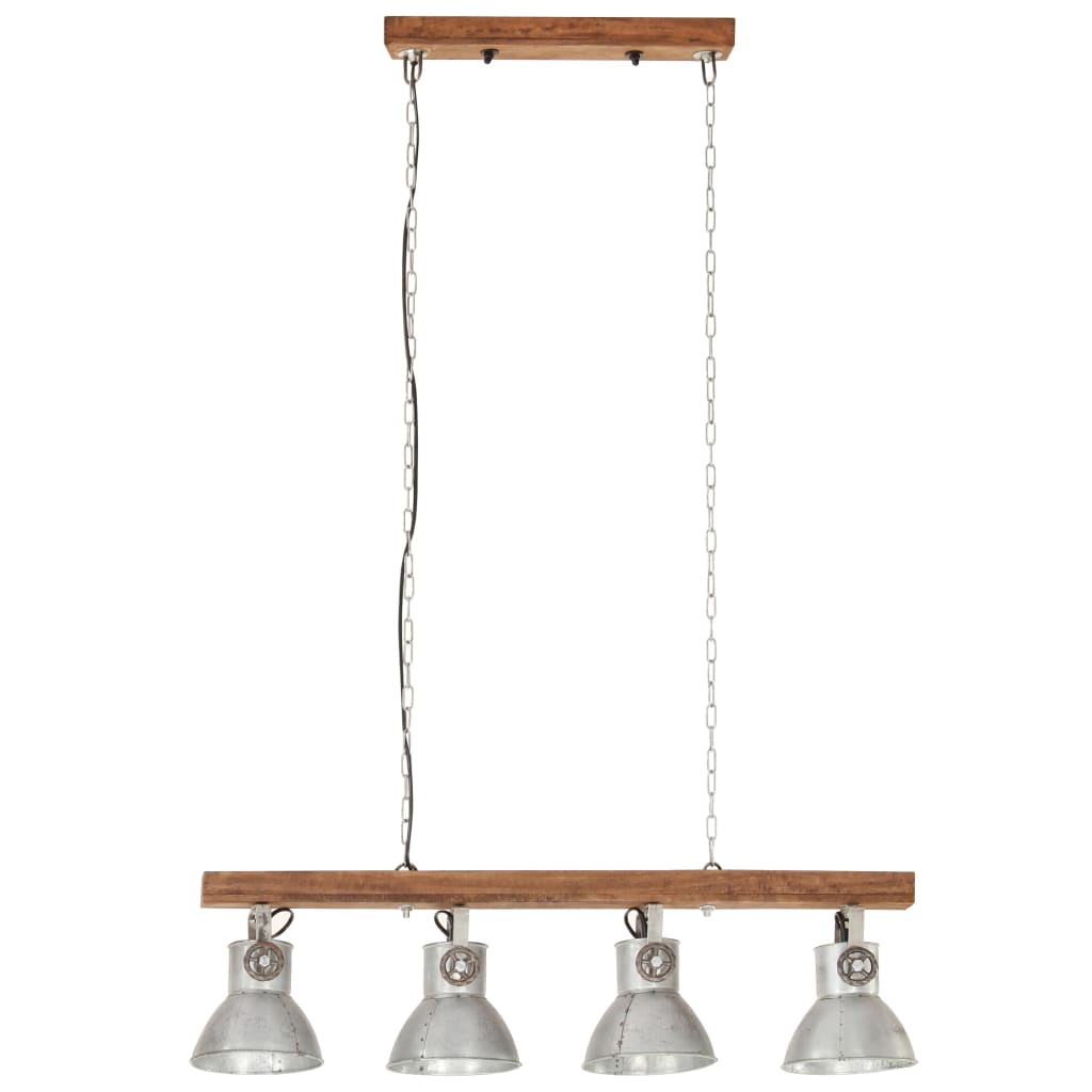 Deckenlampe Industriestil Silbern E27 Mangoholz - Fuer Daheim