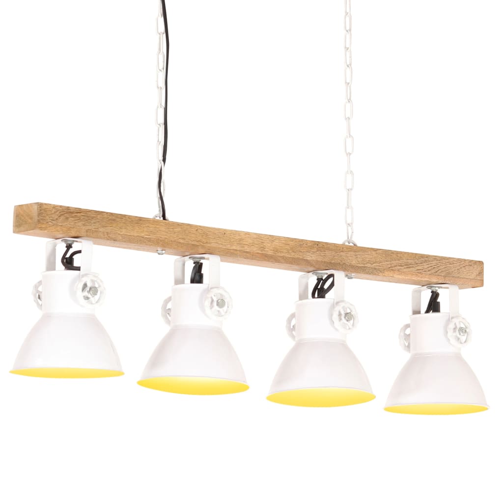 Deckenlampe Industriestil Weiß E27 Mangoholz - Fuer Daheim