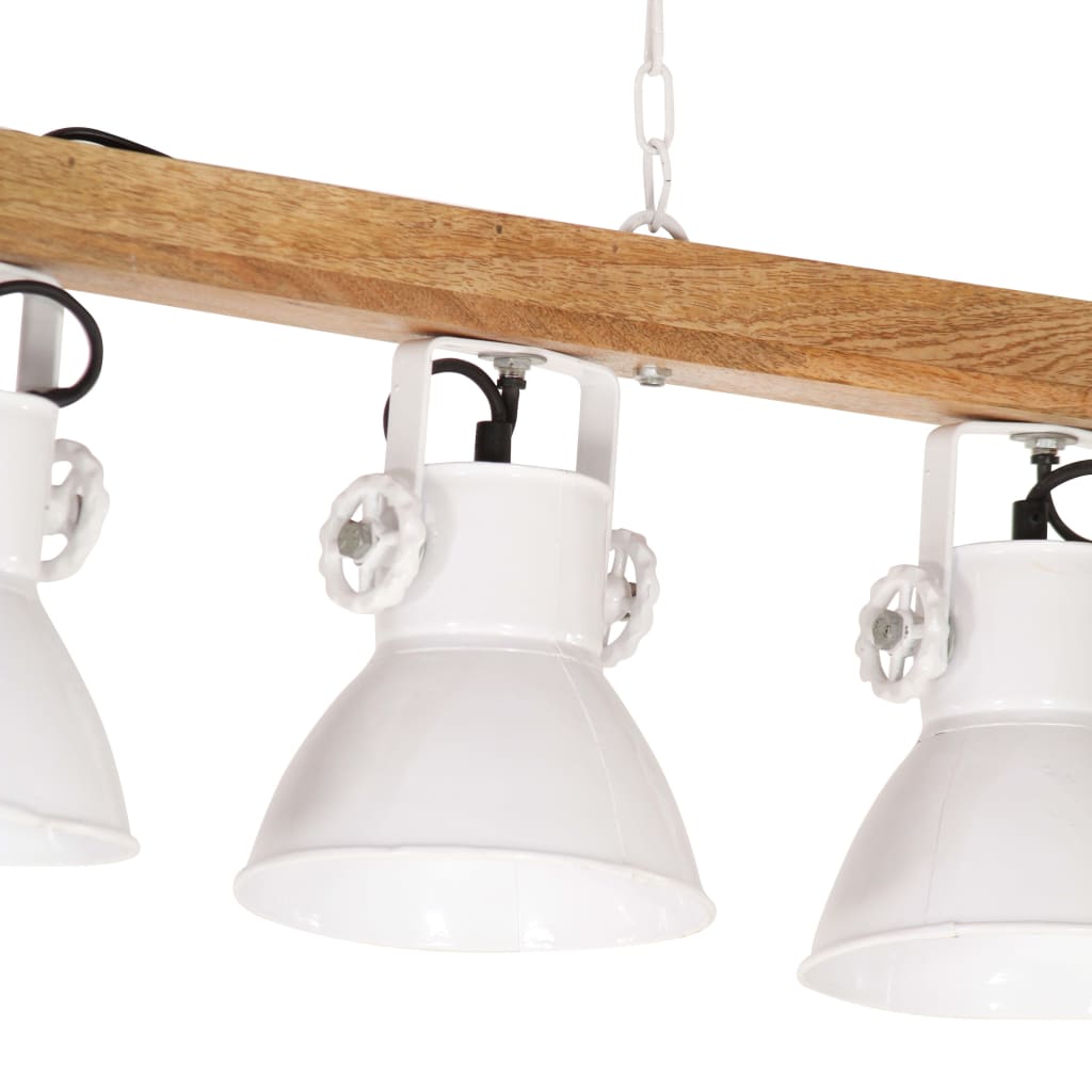 Deckenlampe Industriestil Weiß E27 Mangoholz - Fuer Daheim