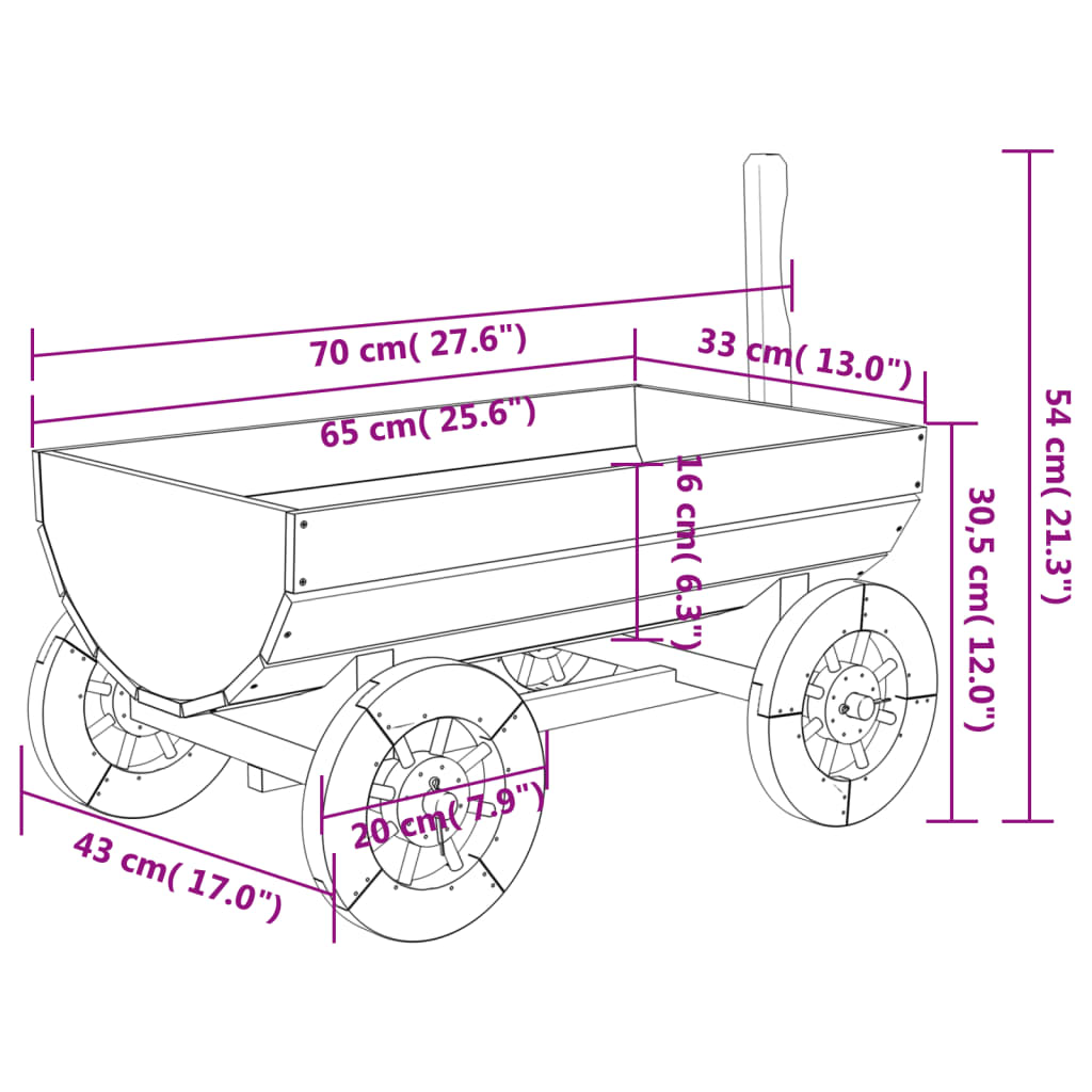 Deko-Wagen 70X43X54 Cm Massivholz Tanne - Fuer Daheim