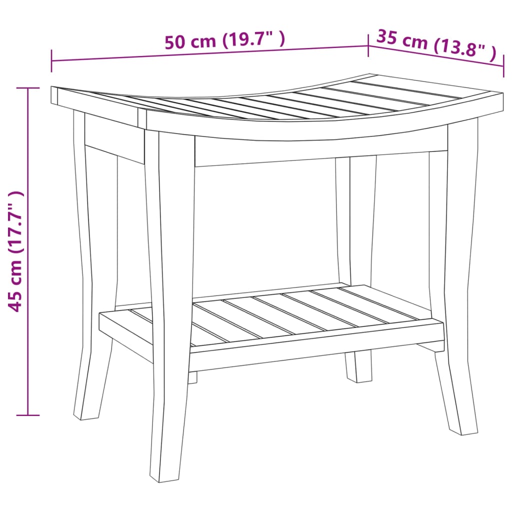 Duschbank 50X35X45 Cm Massivholz Teak - Fuer Daheim