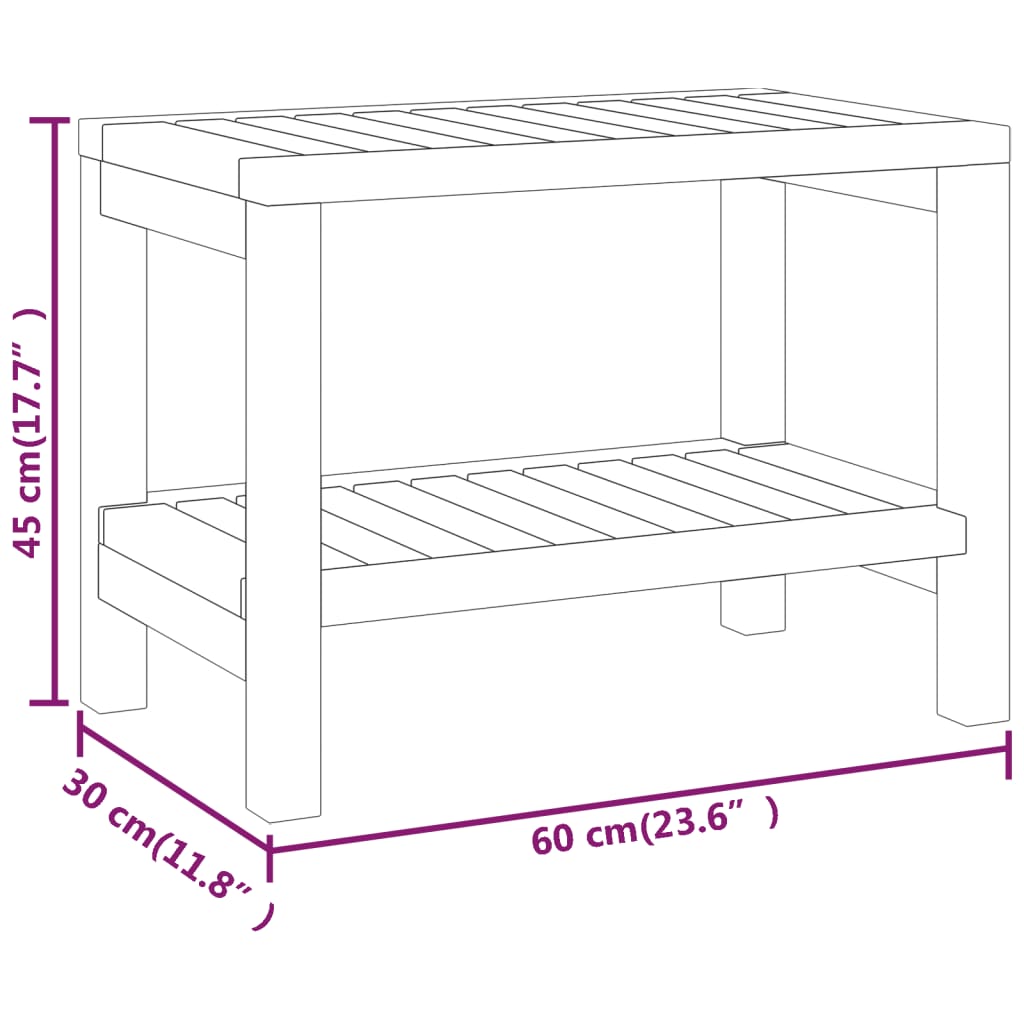 Duschbank 60X30X45 Cm Massivholz Teak - Fuer Daheim