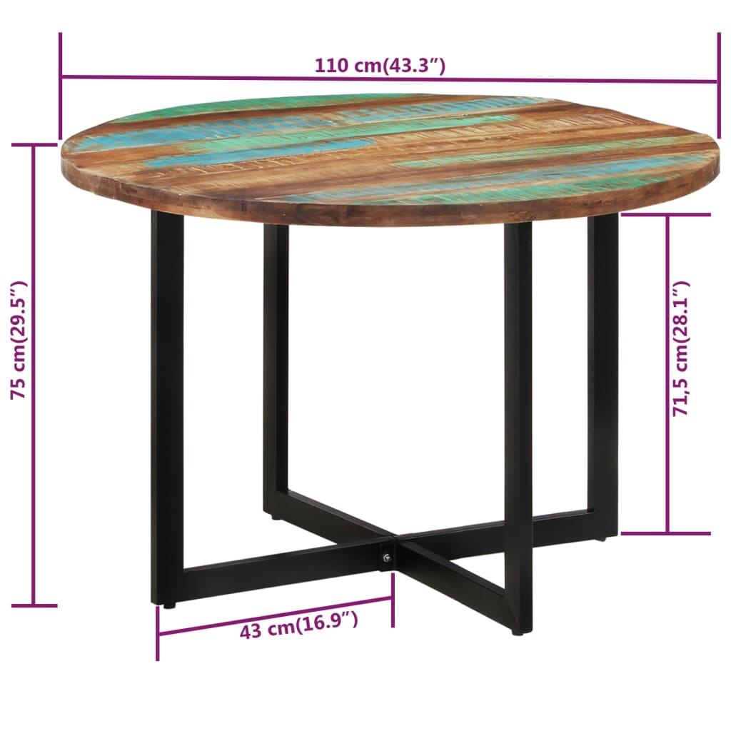 Esstisch 110X75 Cm Altholz Massivholz recyceltes Massivholz - Fuer Daheim