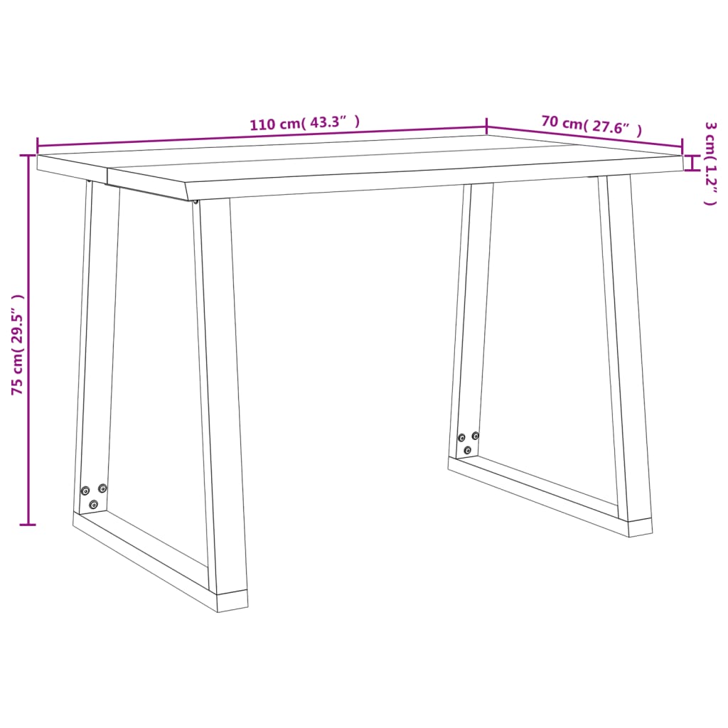 Esstisch Baumkante 110X70X75 Cm Massivholz Akazie 110 x 70 x 75 cm - Fuer Daheim