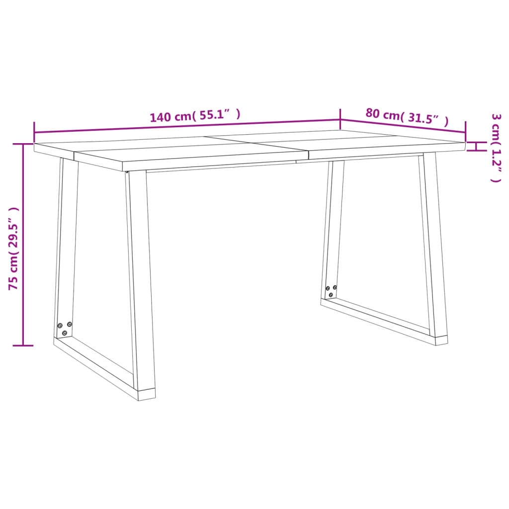 Esstisch Baumkante 140X80X75 Cm Massivholz Akazie 140 x 80 x 75 cm - Fuer Daheim