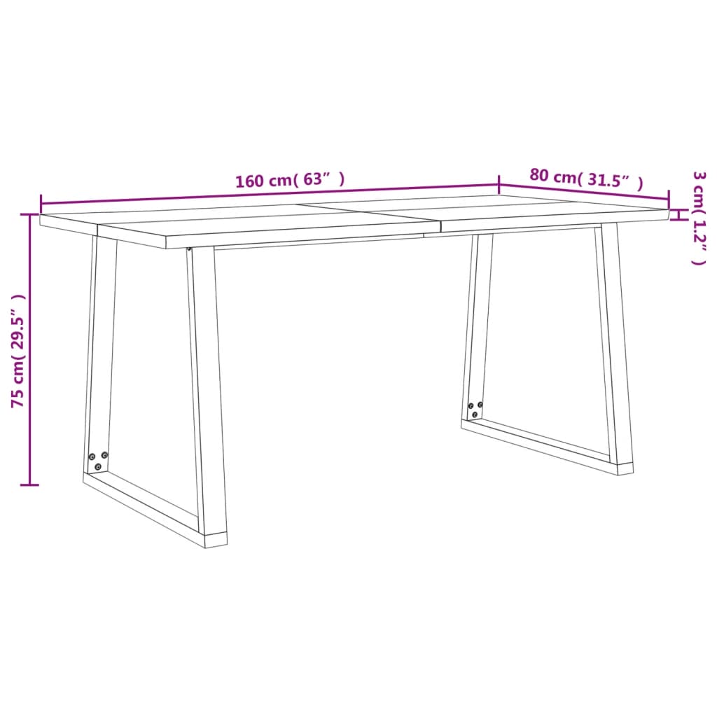 Esstisch Baumkante 160X80X75 Cm Massivholz Akazie 160 x 80 x 75 cm - Fuer Daheim