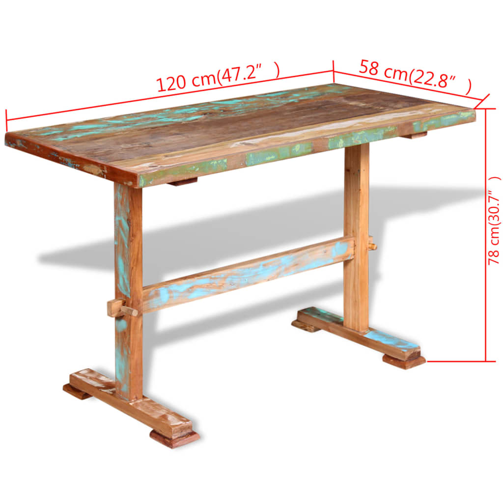 Esstisch Mit Holzgestell Massives Altholz 120X58X78 Cm - Fuer Daheim