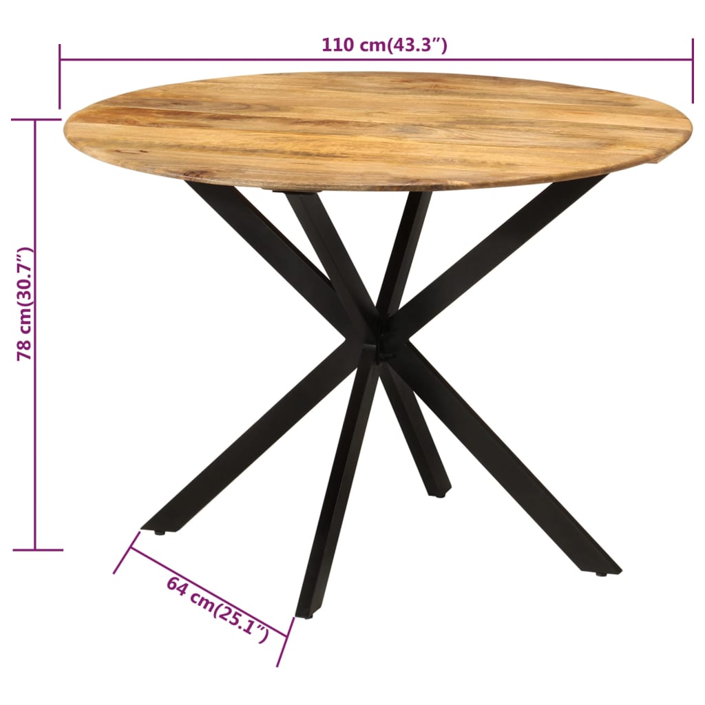 Esstisch Ø110X78 Cm Massivholz Mango Und Stahl Ø 110 x 78 cm massives Mangoholz - Fuer Daheim