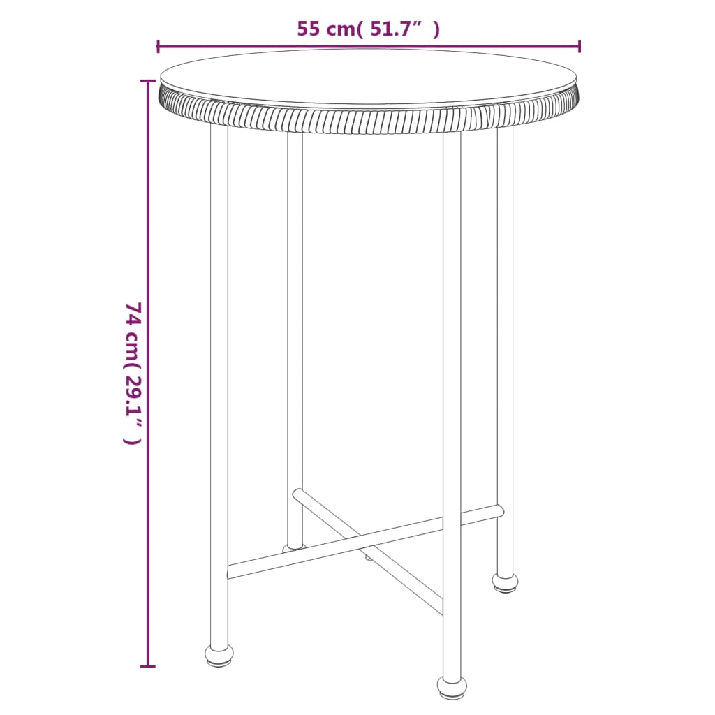 Esstisch Ø55 Cm Hartglas Und Stahl Braun Ø 55 x 74 cm - Fuer Daheim