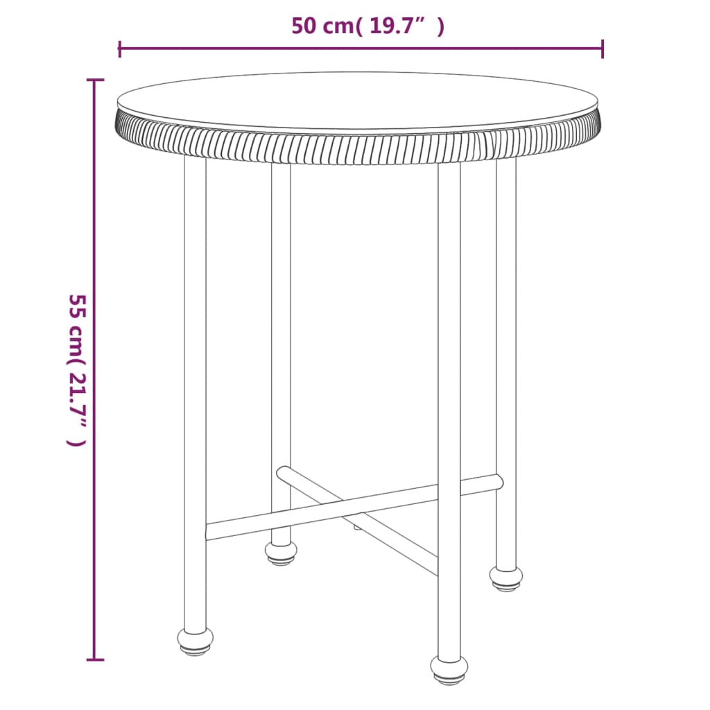 Esstisch Schwarz Ø50 Cm Hartglas Und Stahl Ø 50 x 55 cm - Fuer Daheim