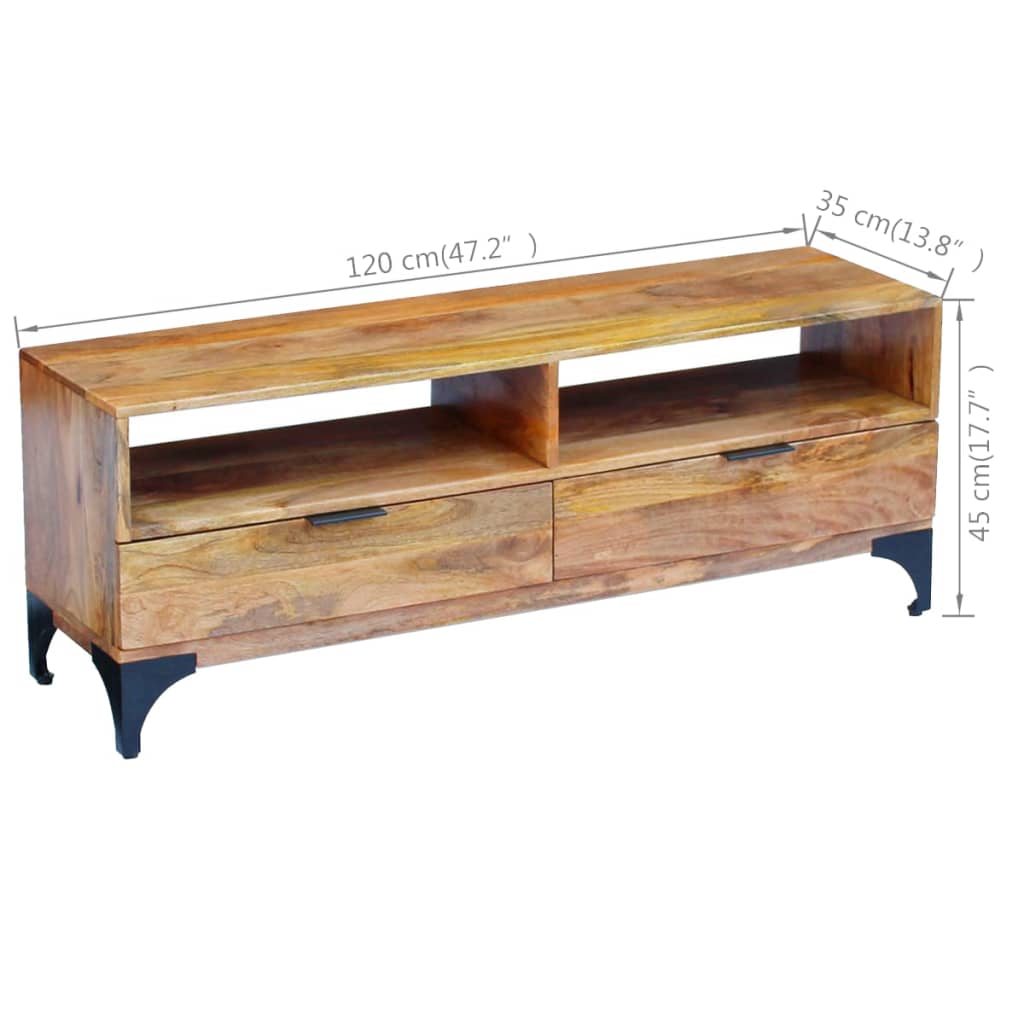 Fernsehtisch Mangoholz 120X35X45 Cm Braun - Fuer Daheim