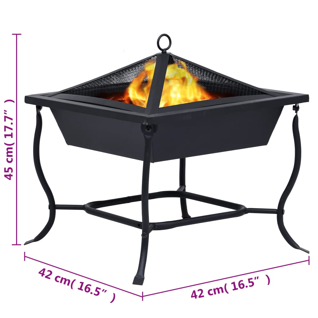 Feuerstelle Schwarz 42X42X45 Cm Stahl - Fuer Daheim