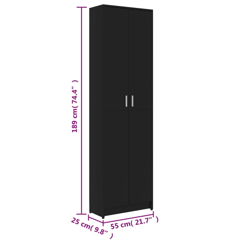 Garderobenschrank Schwarz 55X25X189 Cm Holzwerkstoff - Fuer Daheim