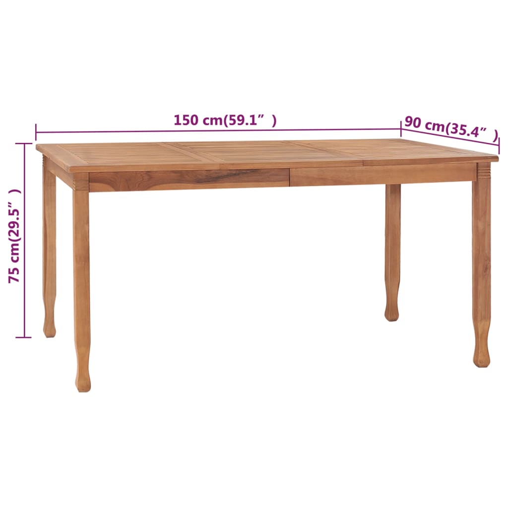 Garten-Esstisch 150X90X75 Cm Teak Massivholz 150 x 90 x 75 cm - Fuer Daheim