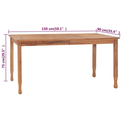 Garten-Esstisch 150X90X75 Cm Teak Massivholz 150 x 90 x 75 cm - Fuer Daheim