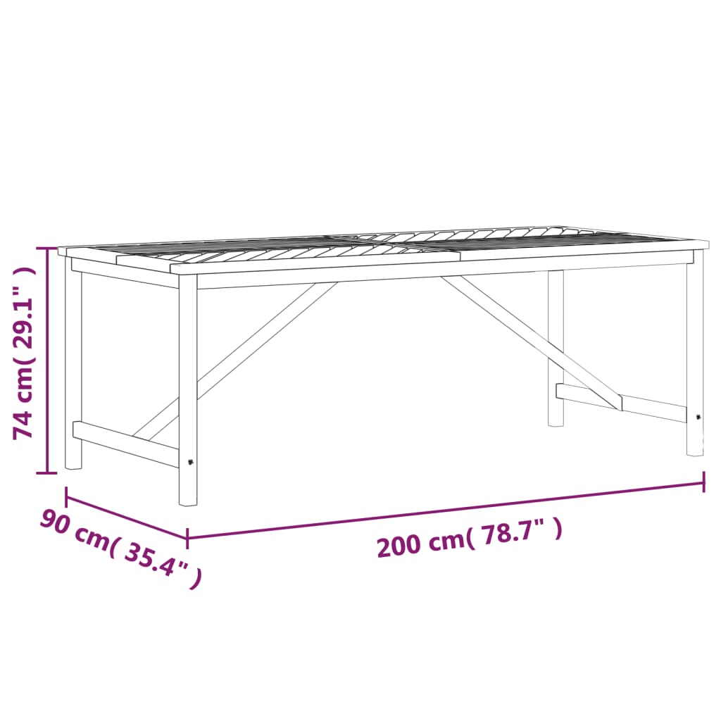 Garten-Esstisch 200X90X74 Cm Massivholz Akazie 200 x 90 x 74 cm - Fuer Daheim