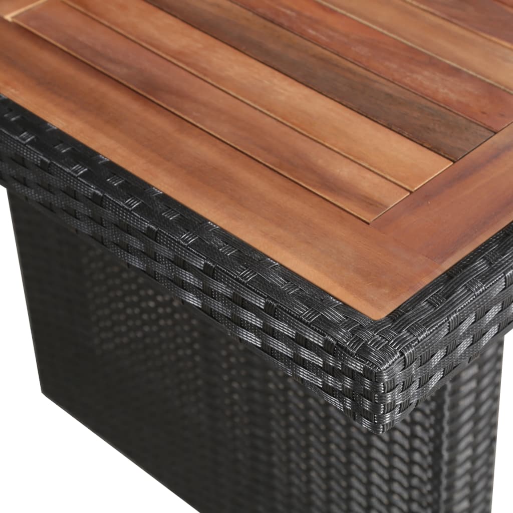 Garten-Esstisch Poly Rattan Und Massivholz 240 X 90 X 74 Cm Braun und Schwarz - Fuer Daheim