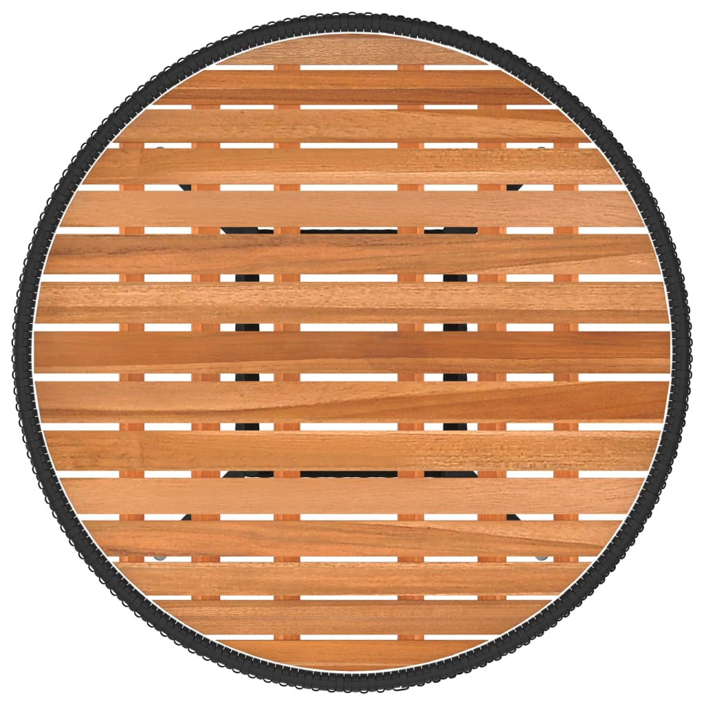 Garten-Esstisch Schwarz Ø 70 Cm Poly Rattan Massivholz Akazie - Fuer Daheim