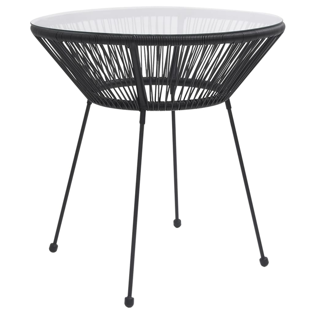 Garten-Esstisch Schwarz Ø70X74 Cm Rattan Und Glas - Fuer Daheim