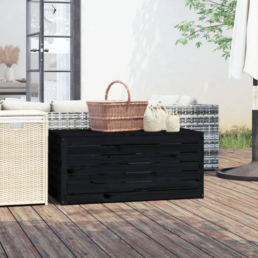 Gartenbox Schwarz 101X50,5X46,5 Cm Massivholz Kiefer 101 x 50.5 x 46.5 cm - Fuer Daheim