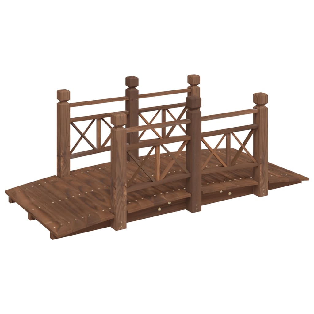 Gartenbrücke Mit Geländer 150X67X56 Cm Massivholz Fichte Dunkelbraun mit Holzgeländer - Fuer Daheim