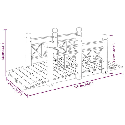 Gartenbrücke Mit Geländer 150X67X56 Cm Massivholz Fichte Dunkelbraun mit Holzgeländer - Fuer Daheim