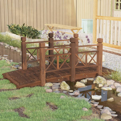 Gartenbrücke Mit Geländer 150X67X56 Cm Massivholz Fichte Dunkelbraun mit Holzgeländer - Fuer Daheim