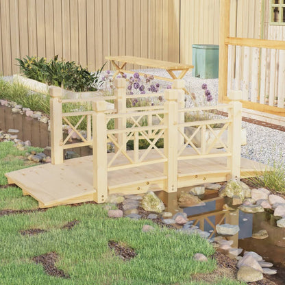 Gartenbrücke Mit Geländer 150X67X56 Cm Massivholz Fichte Natur mit Holzgeländer - Fuer Daheim