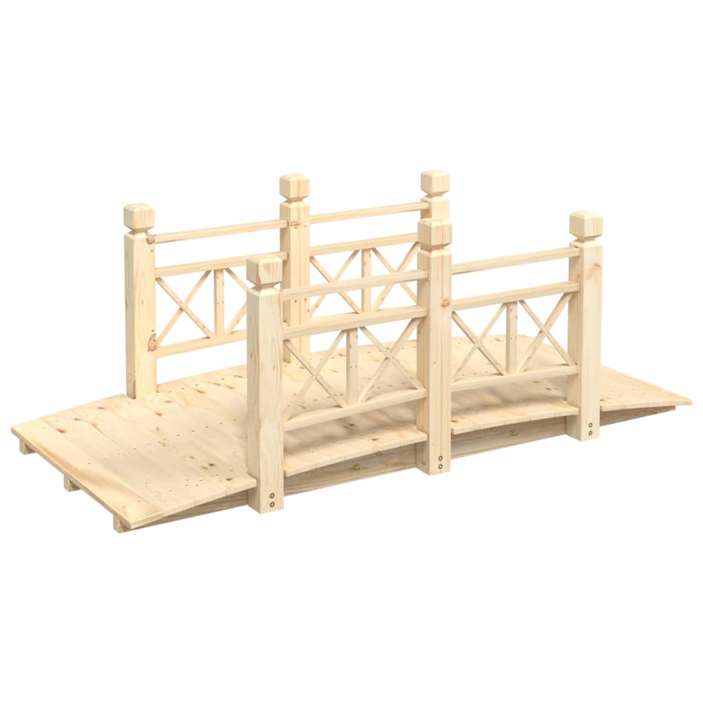 Gartenbrücke Mit Geländer 150X67X56 Cm Massivholz Fichte Natur mit Holzgeländer - Fuer Daheim