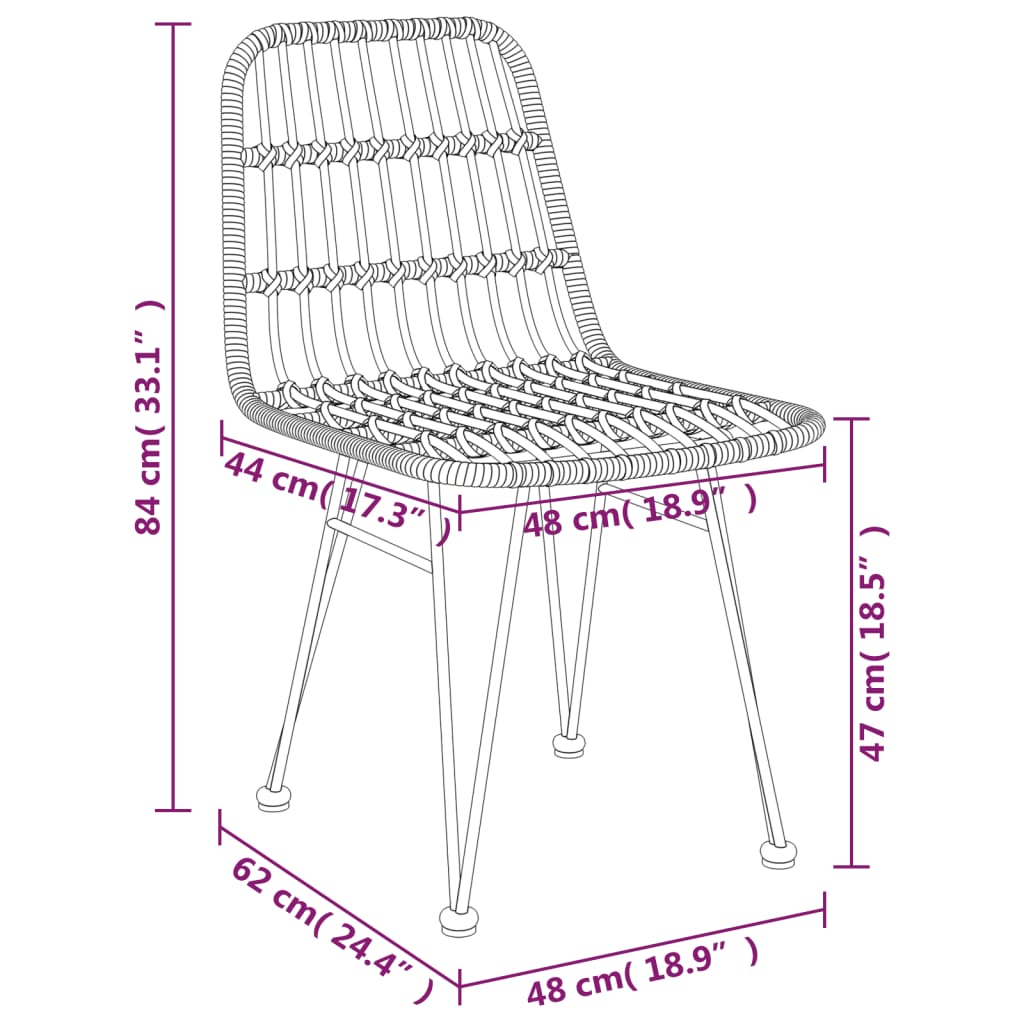 Gartenstühle 2 Stk. 48X62X84 Cm Pe-Rattan Braun - Fuer Daheim