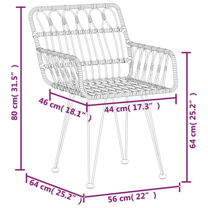 Gartenstühle 2 Stk. Mit Armlehnen Schwarz 56X64X80 Cm Pe-Rattan - Fuer Daheim