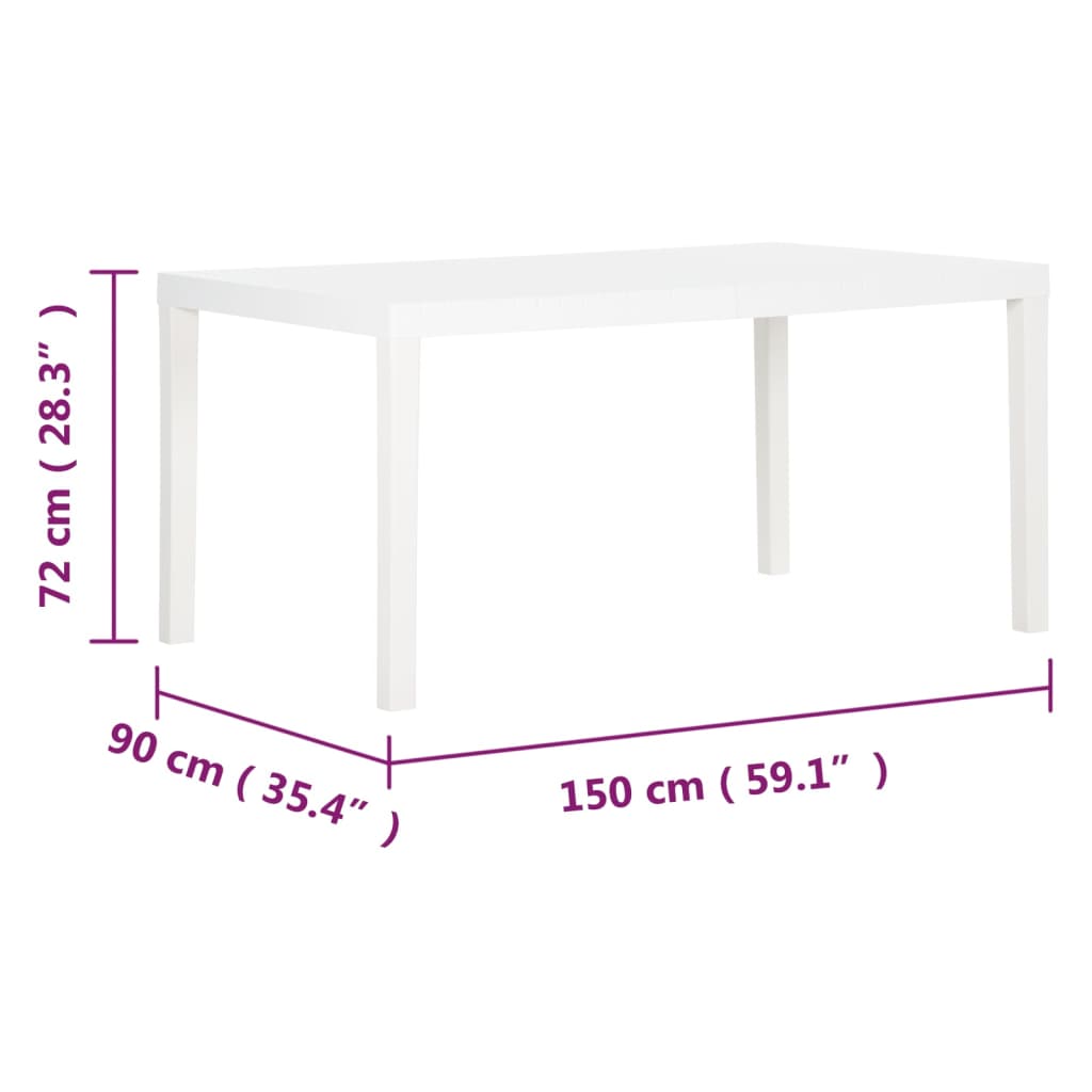 Gartentisch 150X90X72 Cm Pp Weiß - Fuer Daheim