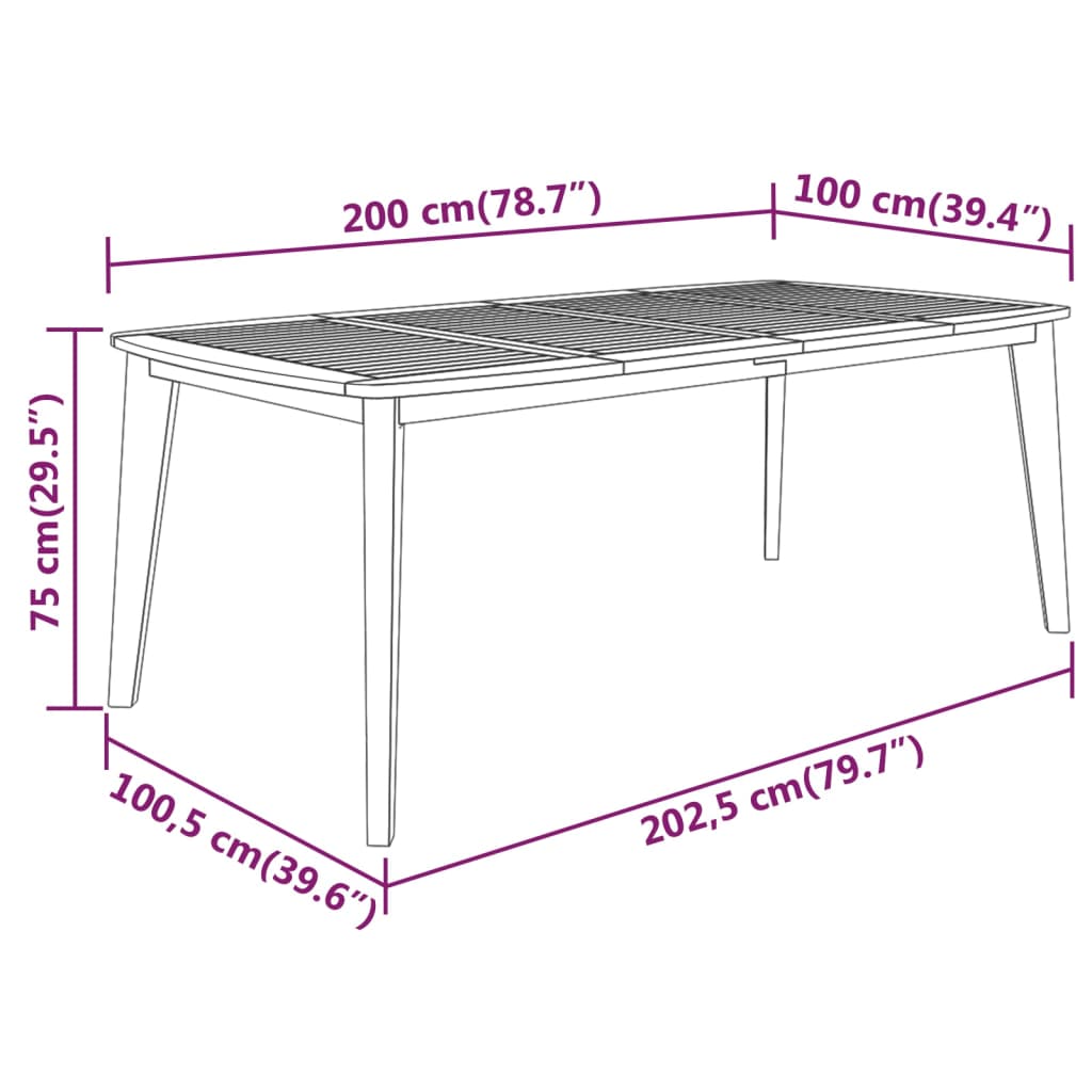 Gartentisch 200X100X75 Cm Massivholz Akazie 200 x 100 x 75 cm - Fuer Daheim