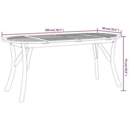 Gartentisch 200X90X75 Cm Massivholz Akazie Oval 200 x 90 x 75 cm - Fuer Daheim