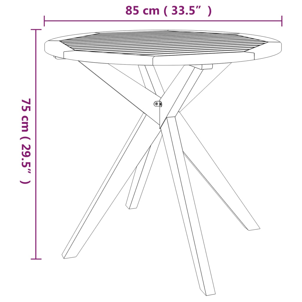 Gartentisch 85X85X75 Cm Massivholz Akazie 85 x 85 x 75 cm Rund - Fuer Daheim