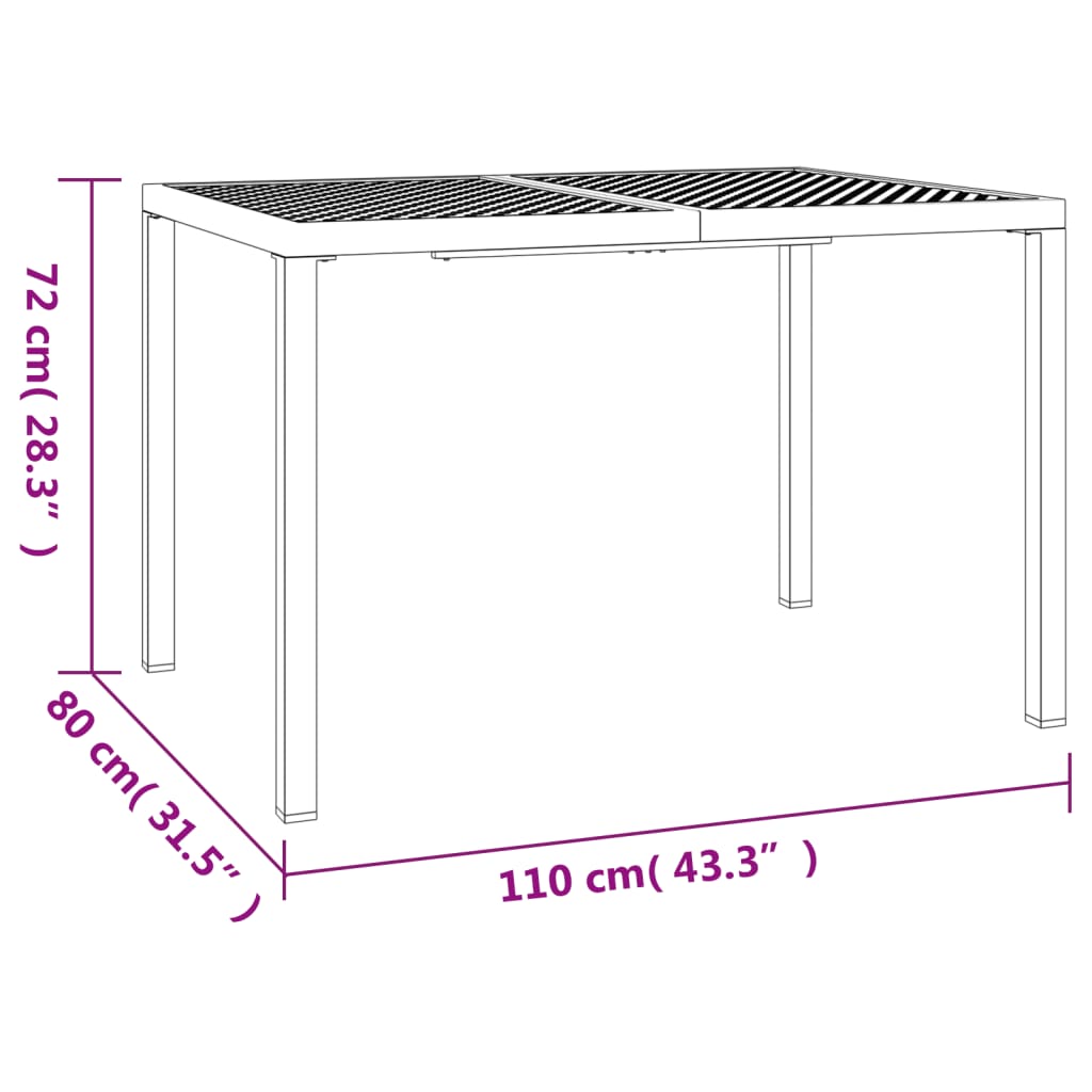 Gartentisch Anthrazit 110X80X72 Cm Stahl 110 x 80 x 72 cm - Fuer Daheim